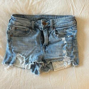American Eagle Outfitters Light Blue Distressed Jean Shorts